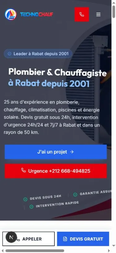 Screenshot of the live site, taken October 19, 2026, mobile phone view: Technochauf